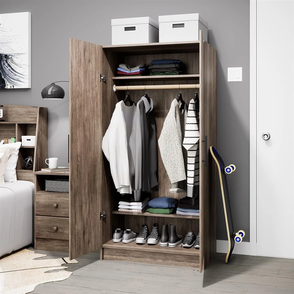Wardrobe Cabinet With Hanging Rail And Shelves
